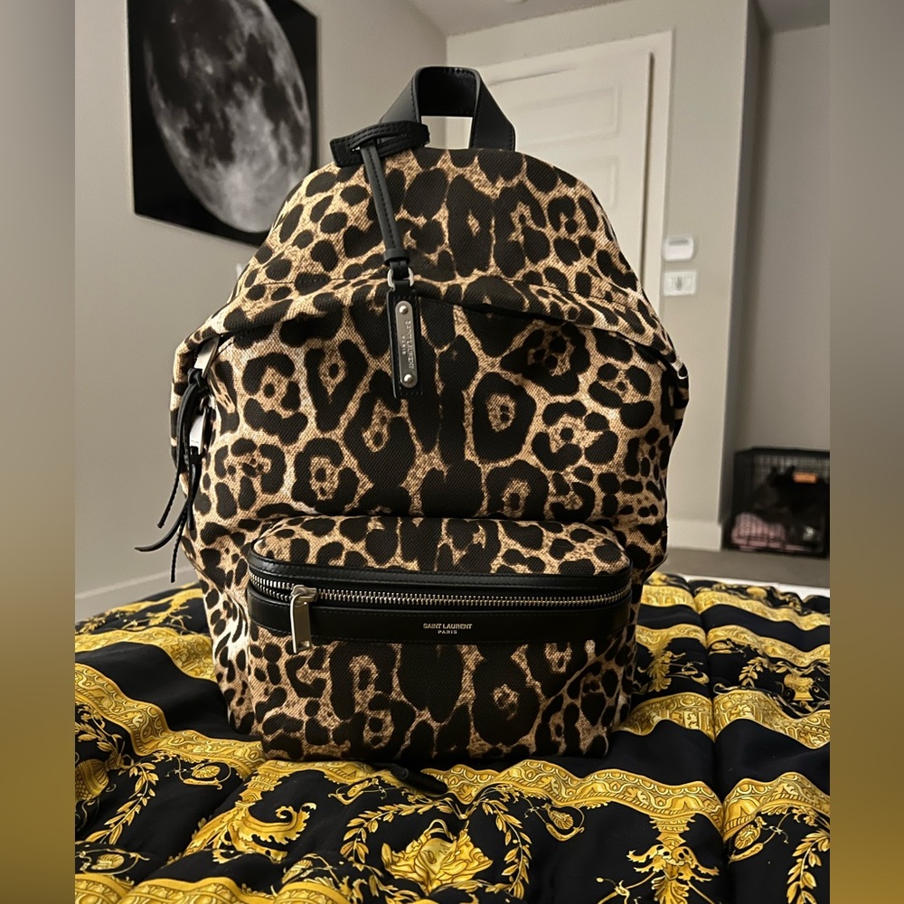 Mini leopard Saint Laurent backpack